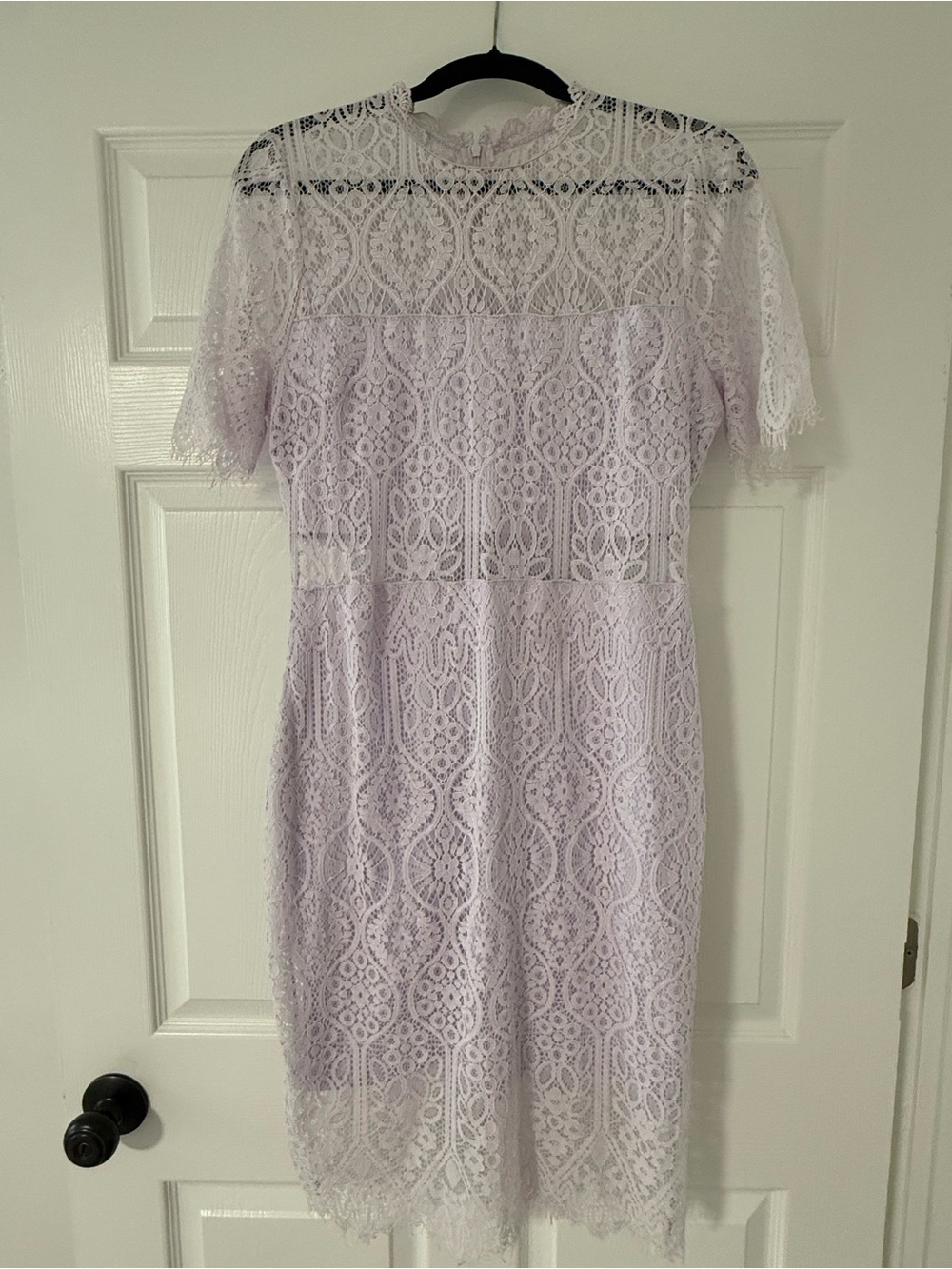 Lulu's Lavender Lace Short Sleeve Sheath Dress